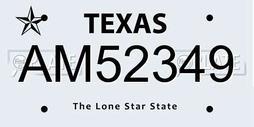 AM52349 Texas License Plate