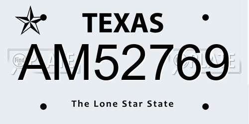 AM52769 Texas License Plate