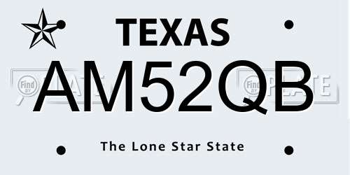 AM52QB Texas License Plate
