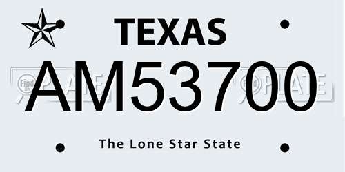 AM53700 Texas License Plate