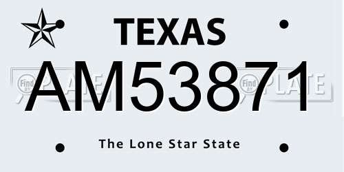 AM53871 Texas License Plate
