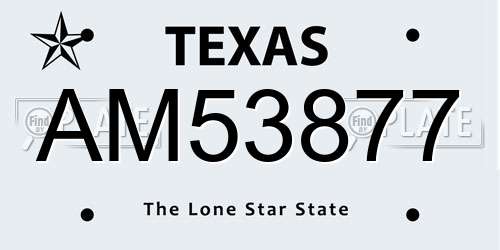 AM53877 Texas License Plate