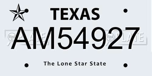 AM54927 Texas License Plate