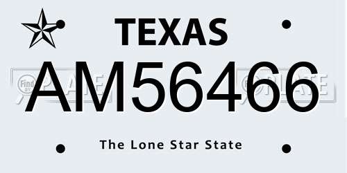 AM56466 Texas License Plate