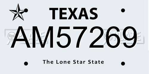 AM57269 Texas License Plate
