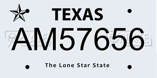 AM57656 Texas License Plate