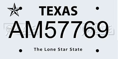 AM57769 Texas License Plate