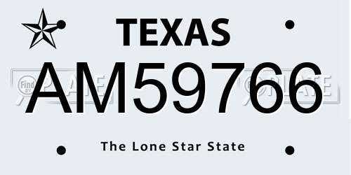 AM59766 Texas License Plate