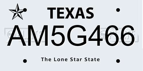 AM5G466 Texas License Plate