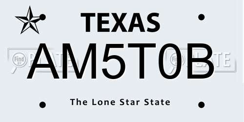 AM5T0B Texas License Plate
