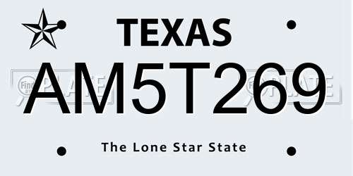 AM5T269 Texas License Plate