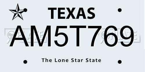 AM5T769 Texas License Plate