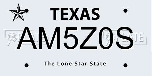 AM5Z0S Texas License Plate