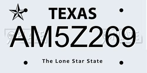 AM5Z269 Texas License Plate