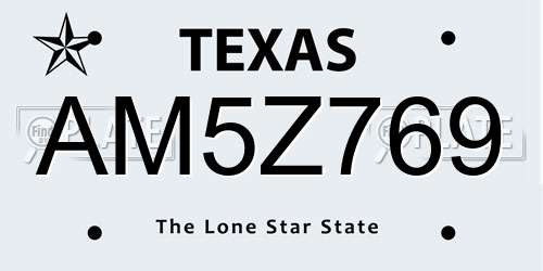 AM5Z769 Texas License Plate
