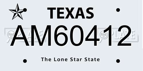 AM60412 Texas License Plate