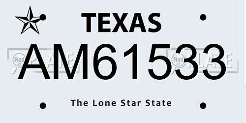 AM61533 Texas License Plate