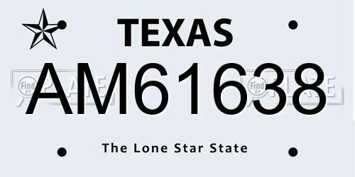 AM61638 Texas License Plate