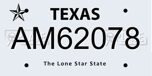 AM62078 Texas License Plate