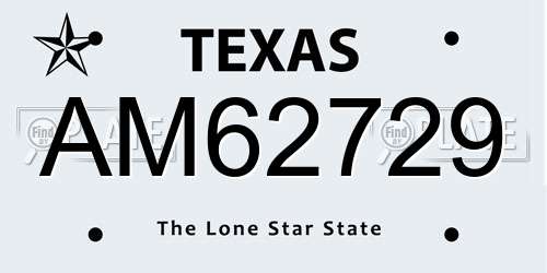 AM62729 Texas License Plate