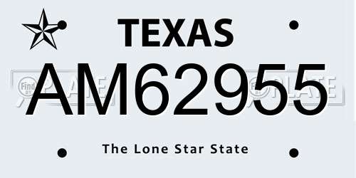 AM62955 Texas License Plate