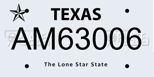 AM63006 Texas License Plate