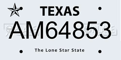 AM64853 Texas License Plate