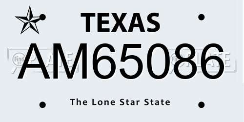 AM65086 Texas License Plate