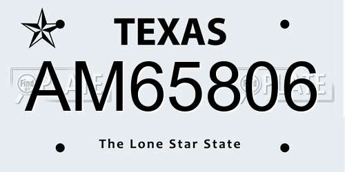 AM65806 Texas License Plate