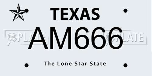 AM666 Texas License Plate