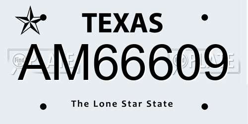 AM66609 Texas License Plate