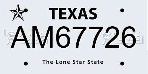 AM67726 Texas License Plate