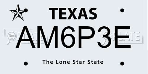 AM6P3E Texas License Plate