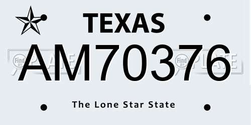 AM70376 Texas License Plate