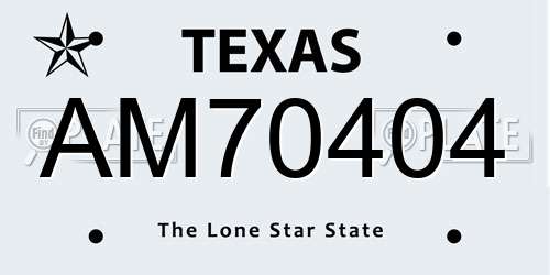 AM70404 Texas License Plate