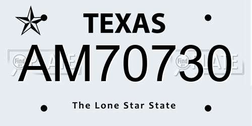 AM70730 Texas License Plate