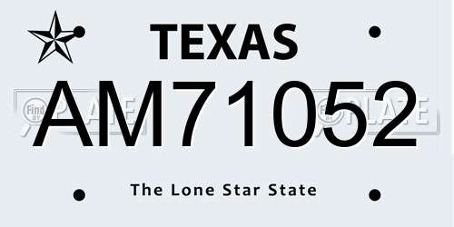 AM71052 Texas License Plate