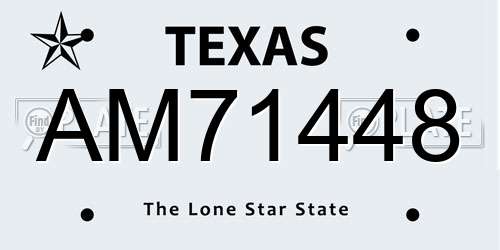 AM71448 Texas License Plate