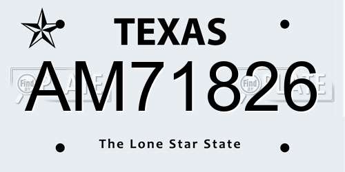 AM71826 Texas License Plate