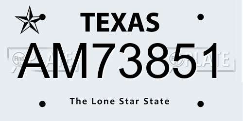 AM73851 Texas License Plate