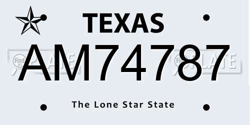 AM74787 Texas License Plate