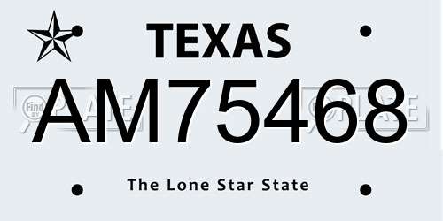 AM75468 Texas License Plate