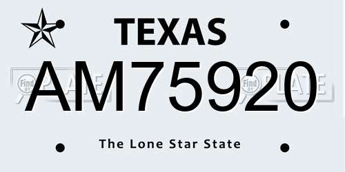AM75920 Texas License Plate