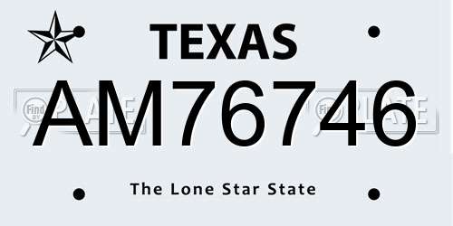 AM76746 Texas License Plate