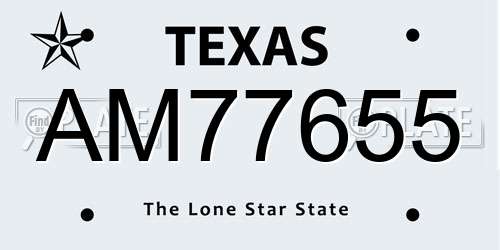AM77655 Texas License Plate