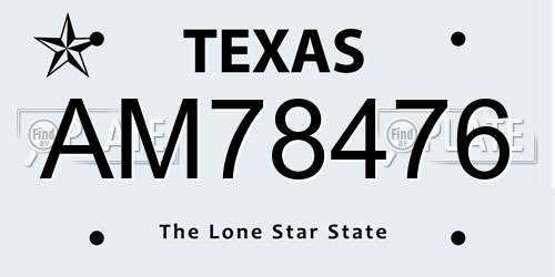 AM78476 Texas License Plate