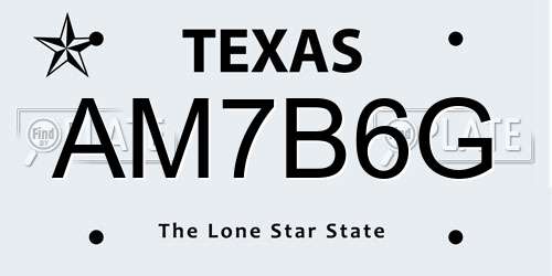 AM7B6G Texas License Plate