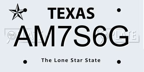 AM7S6G Texas License Plate
