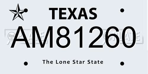 AM81260 Texas License Plate
