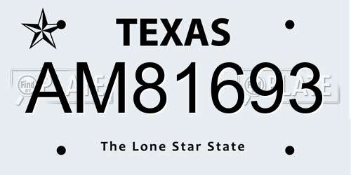 AM81693 Texas License Plate